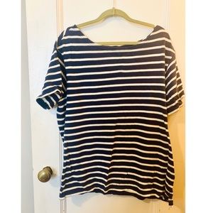 Navy Striped 100% Cotton T-Shirt